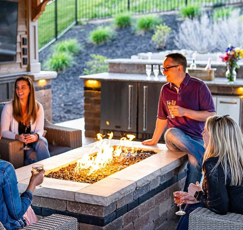 Hero Home Outdoor firepit and drinks