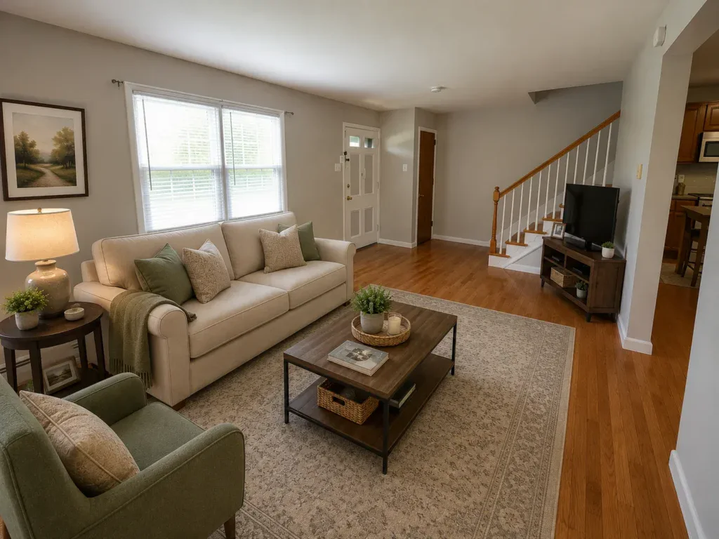 Brookside 3 Bed Townhome Living Room Furnished