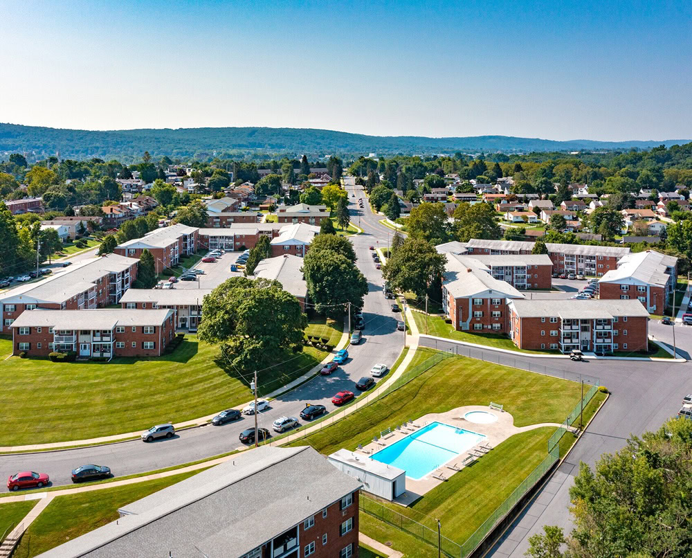 Aerial View of Allen Gardens Apartments in Allentown, PA