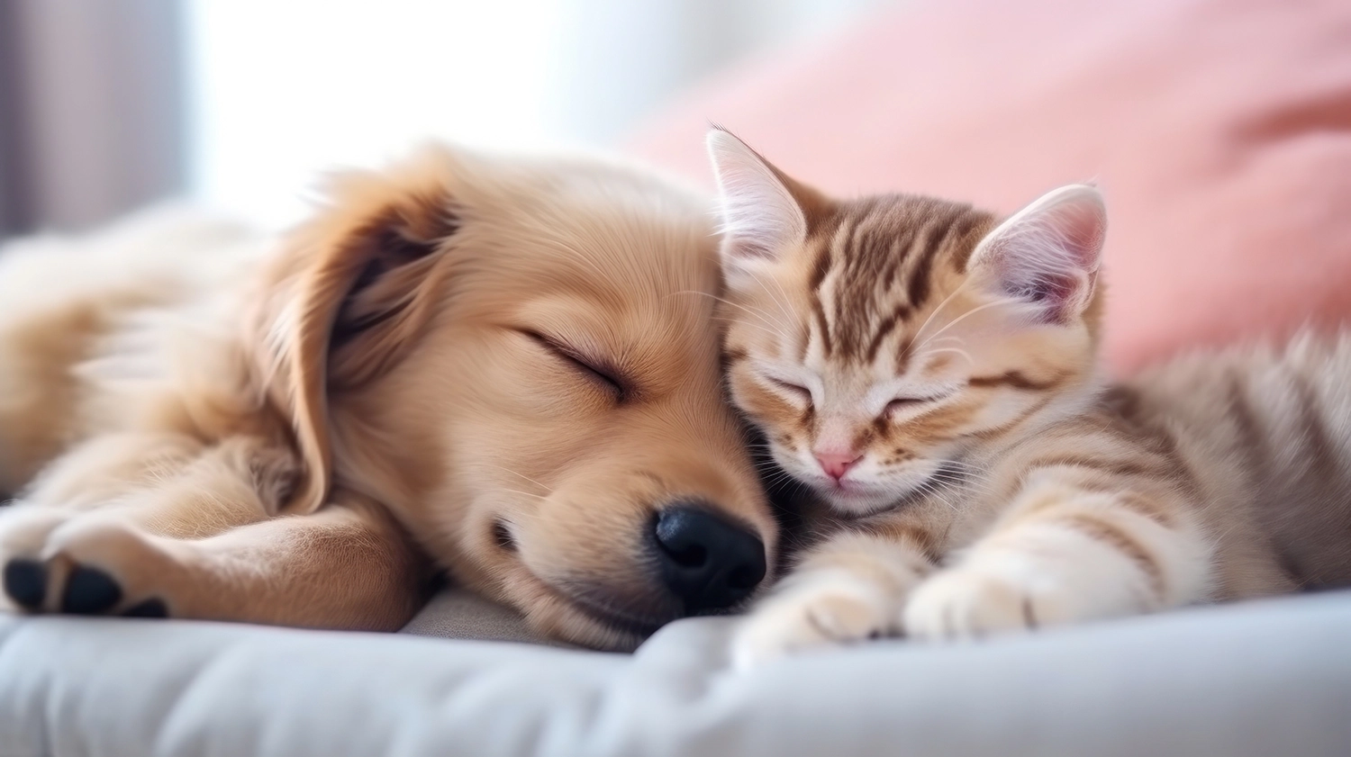 Puppy and Kitten Snuggling