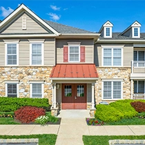 Entrance to an apartment building at Liberty Park Apartments in Allentown, PA.